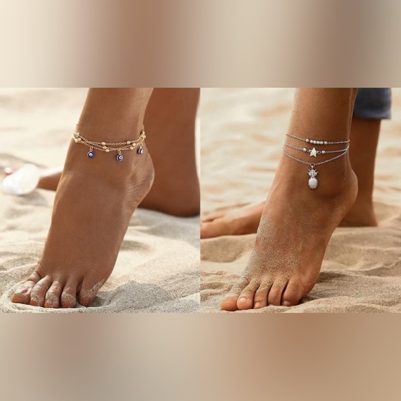 Multilayered Silver Sterling Anklet/ Bracelet - Picture 4 of 9